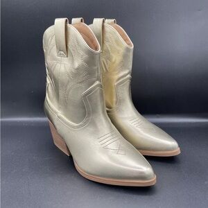 Soda Women Cowboy Western Stitched Boots Cowgirl RENO-S Size 8 Gold